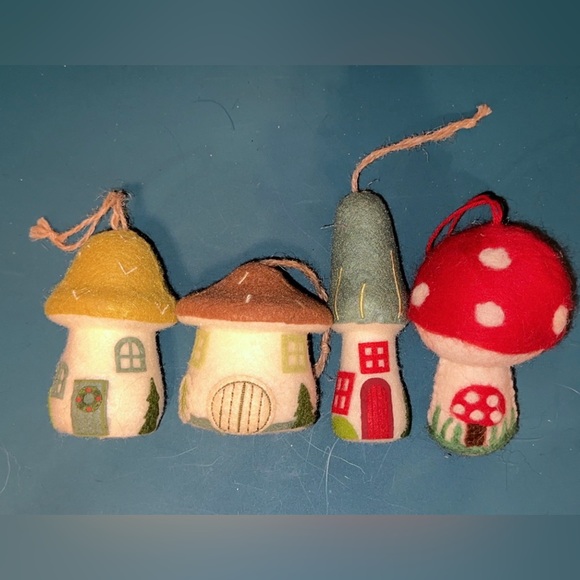 Other - Set of 4 Felted Mushroom Ornaments